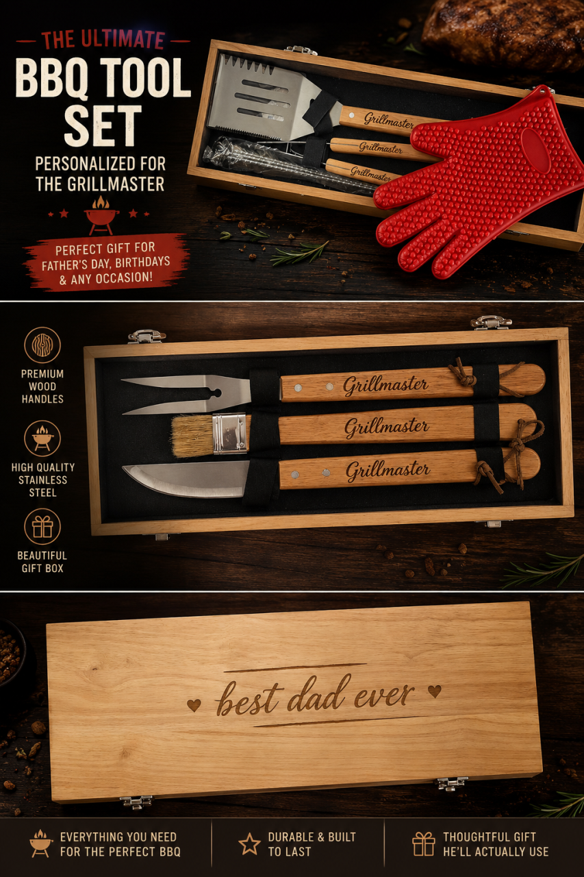 Personalized BBQ Tool Set – The Ultimate Gift for the Grillmaster