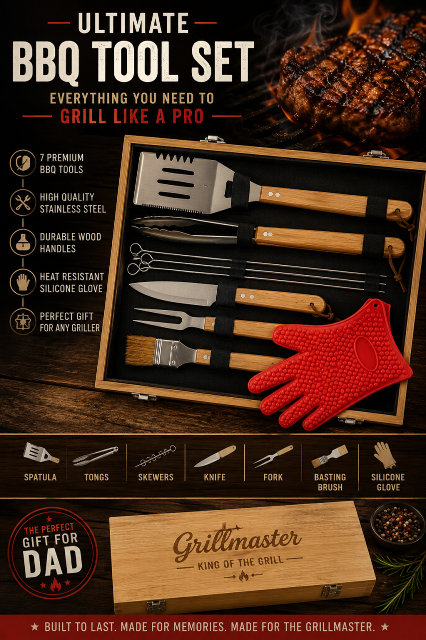 Personalized BBQ Tool Set – The Ultimate Gift for the Grillmaster