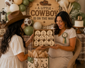 Custom Baby Milestone | Western Cowboy Pine Wood Monthly Markers (13pc Set) English or Spanish