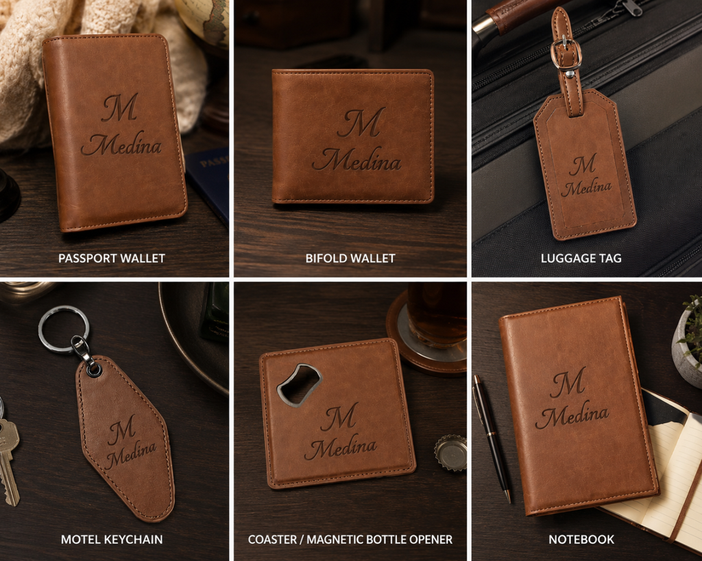 Personalized Vegan Leather Journal Cover – Custom Monogram Notebook | 12 Colors