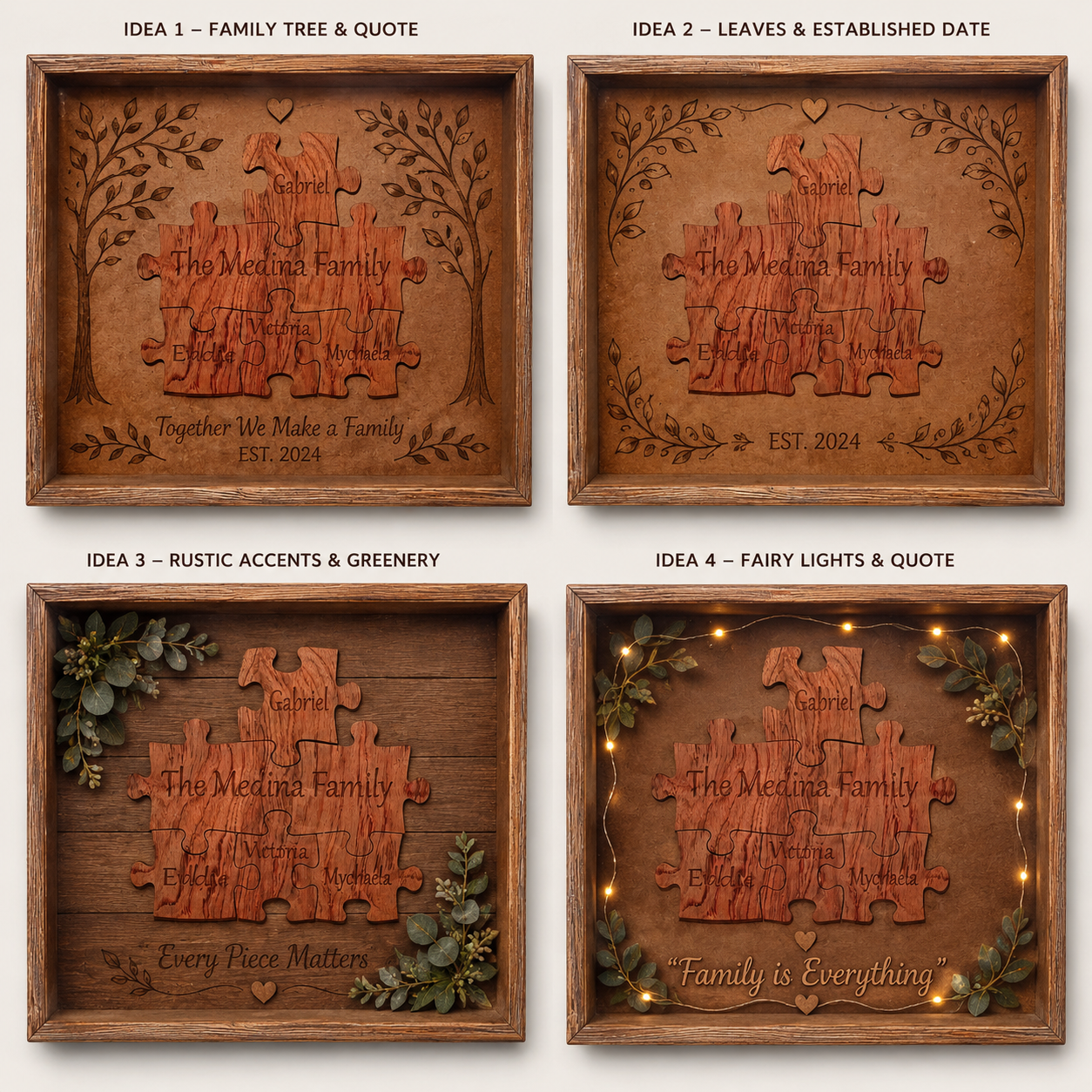 Wooden Family Name Puzzle (up to 5 names)