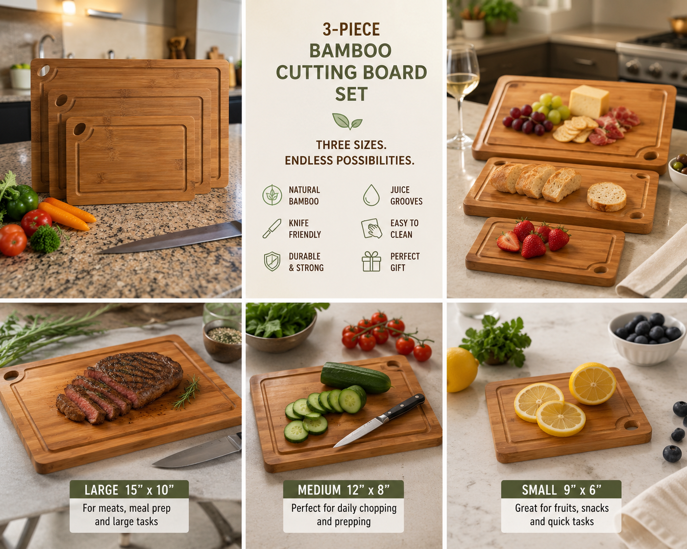 Custom Engraved Cutting Boards (set of 3) Customizable